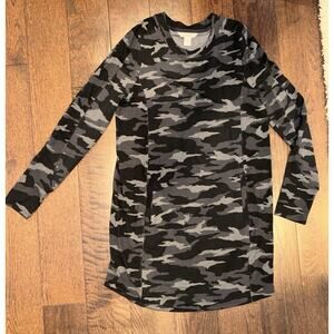 ATHLETA Camo Lux Balance Tunic Dress Long Sleeve Pockets 982685 Gray Size S